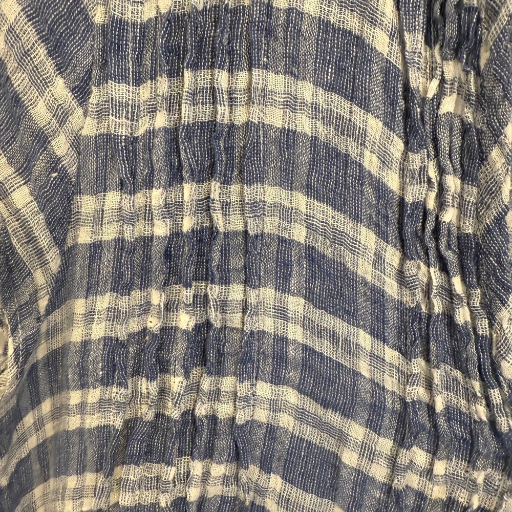 CP Shades Blue White Plaid Linen Regina Cap Sleeve Tunic Dress size small - Picture 3 of 6